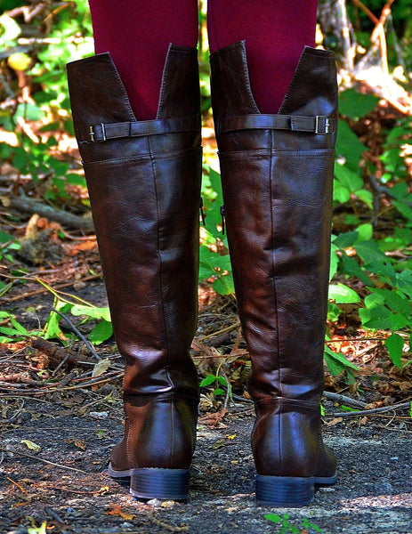 Women's Brown Rider Boots With Side Ziper