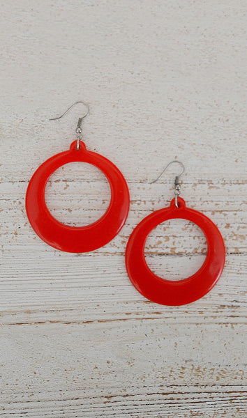 Women's Red Circle Hoop Earrings