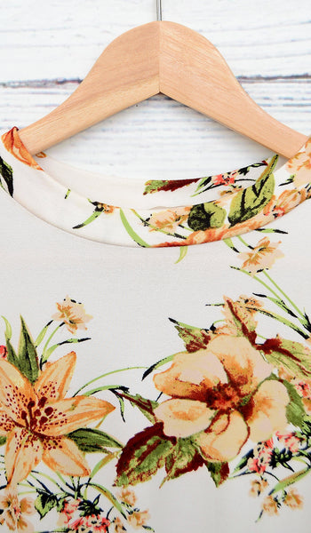 Women's Trendy Olive Green/White Floral Midi Dress