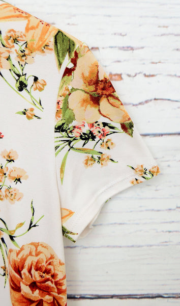 Women's Trendy Olive Green/White Floral Midi Dress